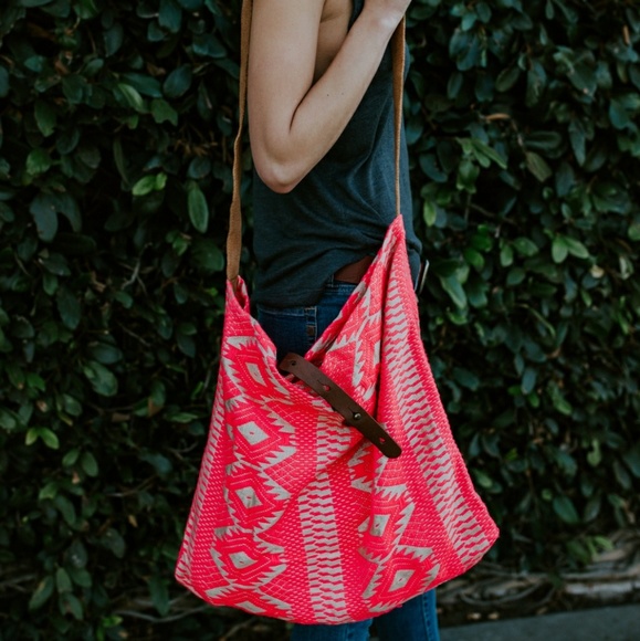 Handbags - 70's Style Neon tote